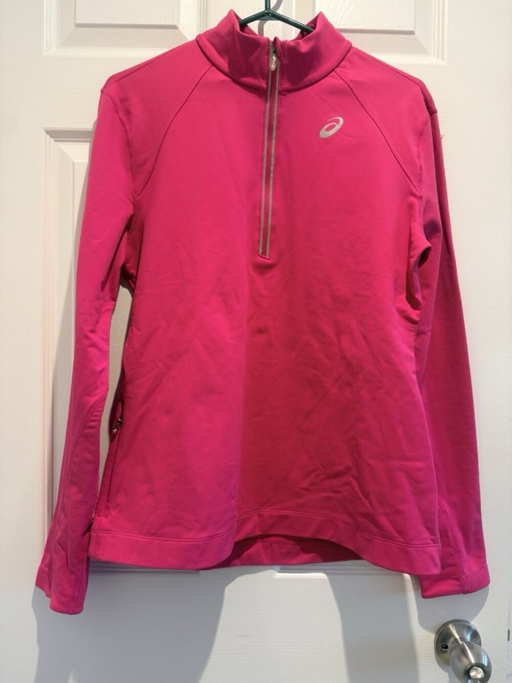 Asics Womens Size Large Thermal XP Half Zip Pink Running Long Sleeve WR2186